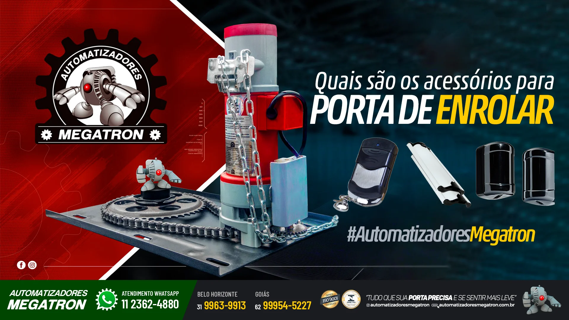Quais são os acessórios para porta de enrolar?