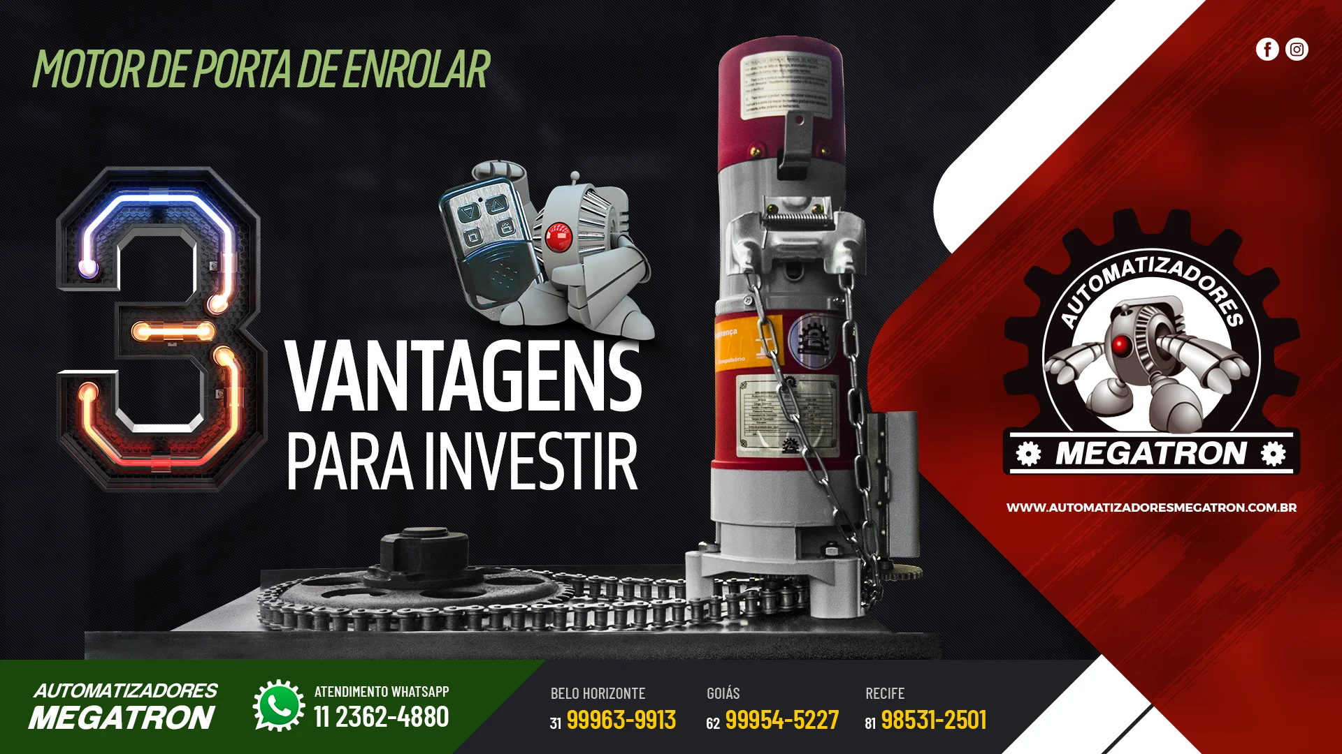 Motor de porta de enrolar: 3 vantagens para investir, confira!