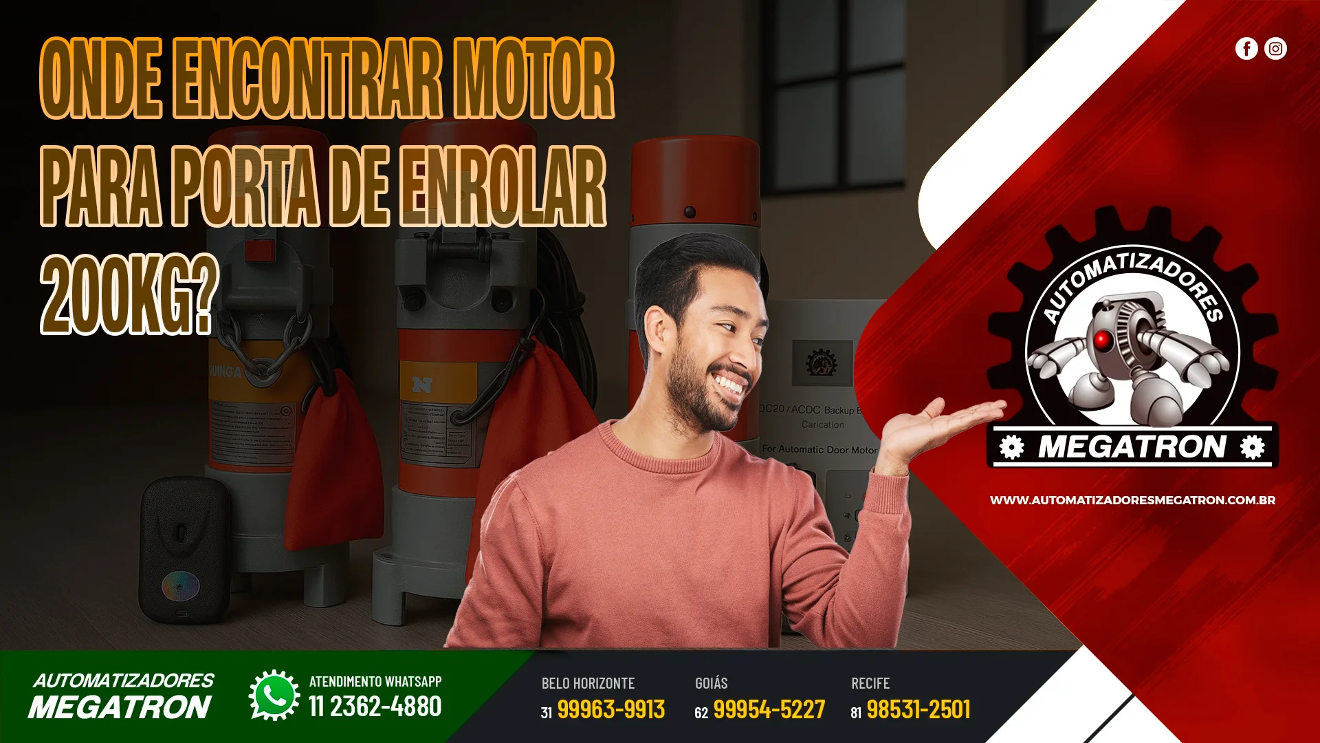 Onde encontrar motor para porta de enrolar 200kg?