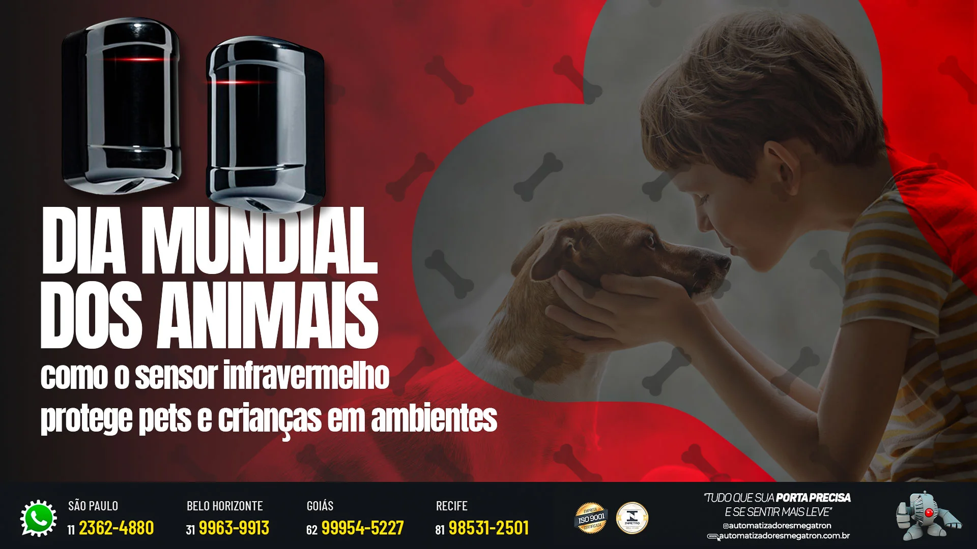 Dia Mundial dos Animais: como o sensor infravermelho protege pets e crianças em ambientes automatizados