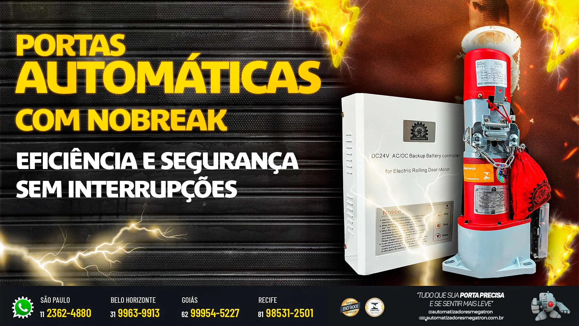 Portas automáticas com Central Nobreak: eficiência e segurança sem interrupções